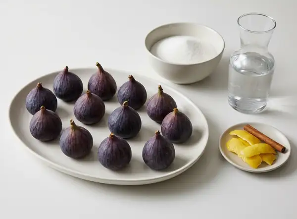 Figs in syrup or candied, whole, shiny and honeyed