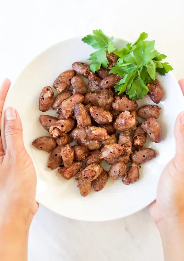Corazones de pollo a la parrilla