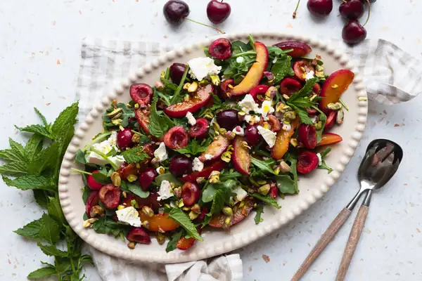 Morel and feta cheese salad