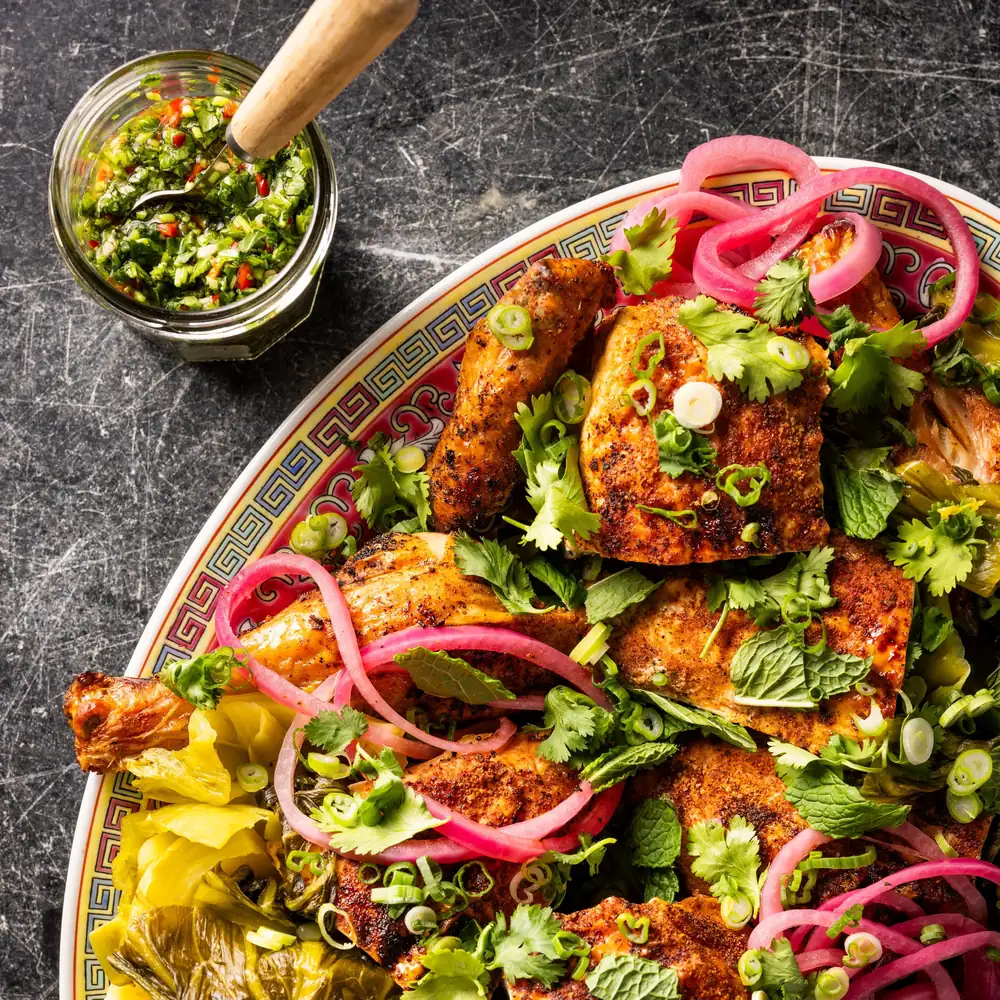Grilled Hilltribe Chicken with Kua Txob
