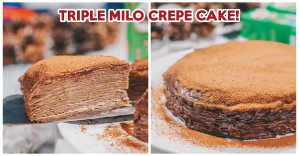 Triple Milo Crepe Cake Recipe: Milo Dinosaur Cake Featuring Milo Ganache, Batter, And Filling