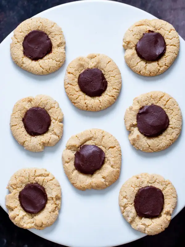 Vegan Gluten free Chocolate Thumbprint Cookies
