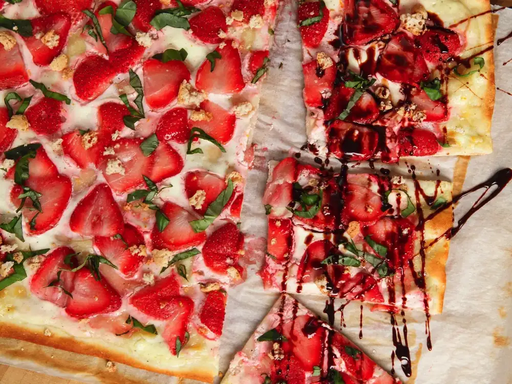 Strawberry Flammkuchen recipe with balsamic vinegar