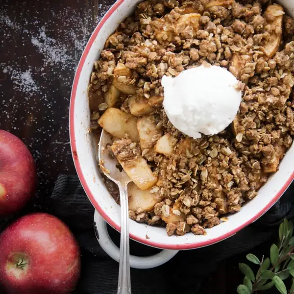 La mejor receta de crumble de manzana saludable