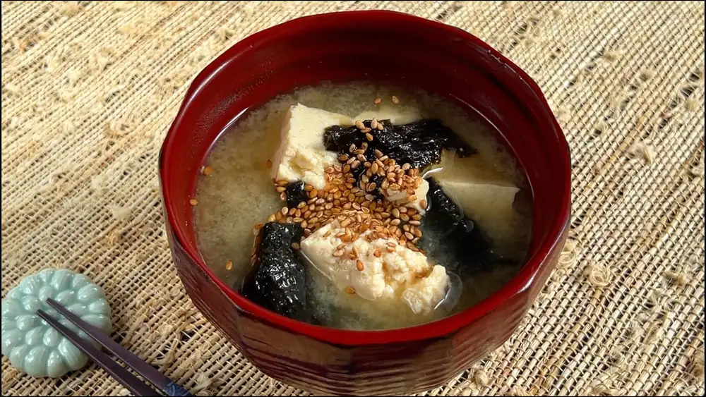 Miso Soup with Broken Tofu and Nori