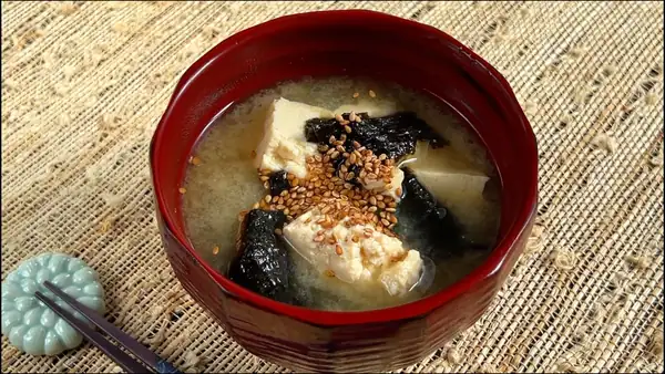 Miso Soup with Broken Tofu and Nori