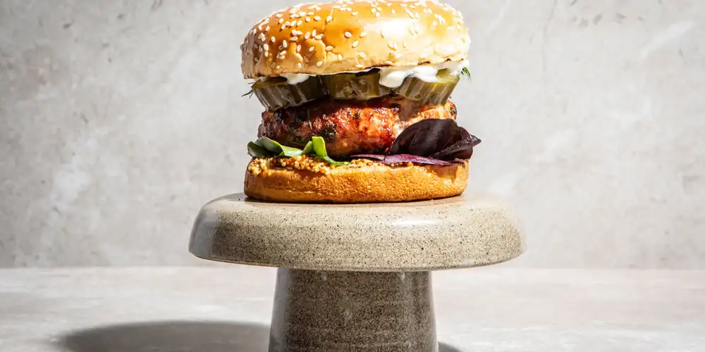 Pork Burgers With Fermented Cucumber, Mustard And Dill Recipe