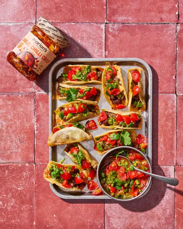Garlic Chilli Crisp Mini Beef Tacos Recipe
