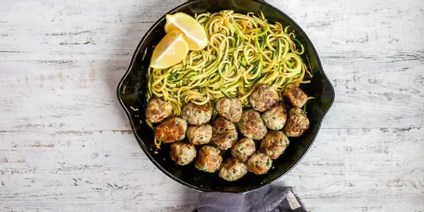 Garlic Butter Meatballs with Lemon Zoodles