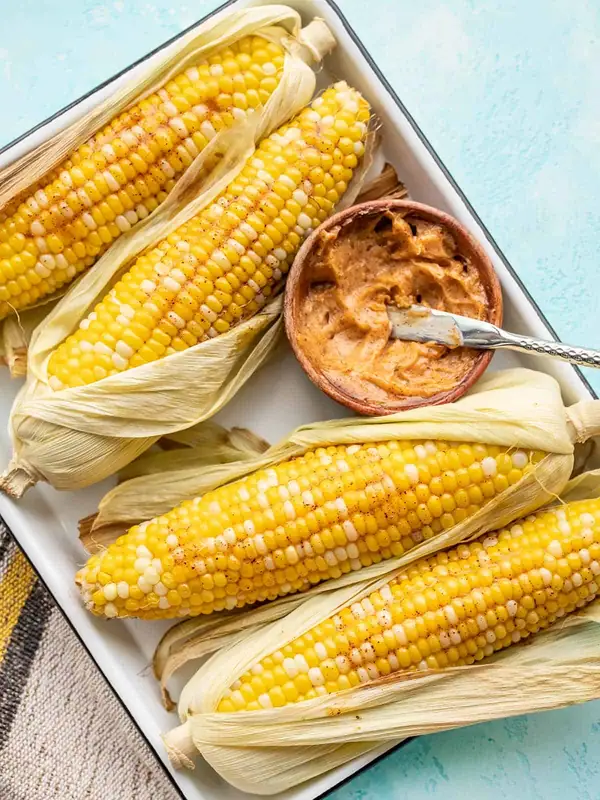 Oven Roasted Corn with Honey Chili Butter