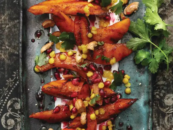 Pumpkin recipe: Grilled pumpkin wedges with lentils