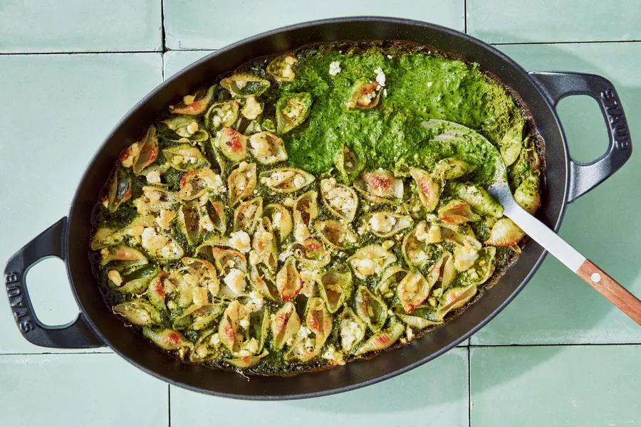 Baked Feta Pasta With Green Sauce
