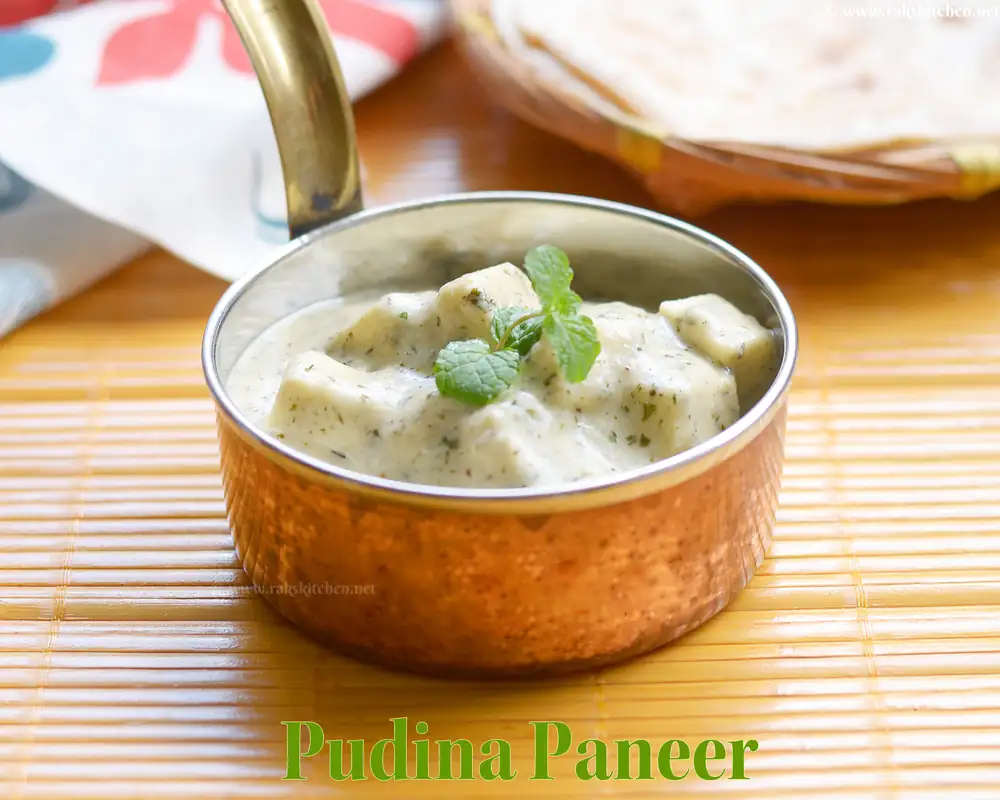 Pudina paneer gravy recipe, Mint paneer