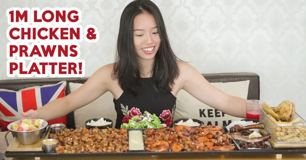 Reseña de DM Chicken: Plato de 100 cm de pollo, gambas y patatas fritas con atracciones 4D gratuitas en Chinatown