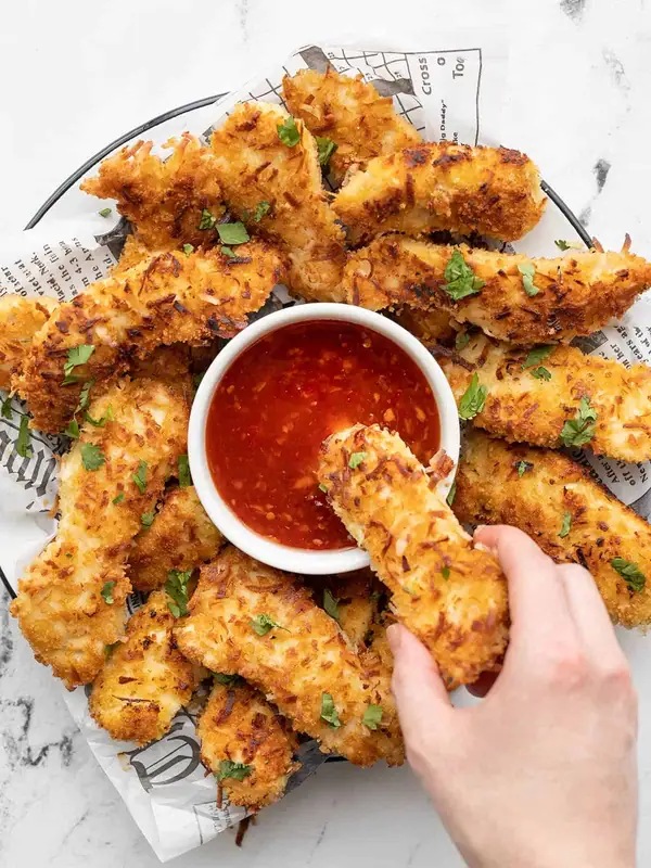 Coconut Chicken Strips with Sweet Chili Sauce