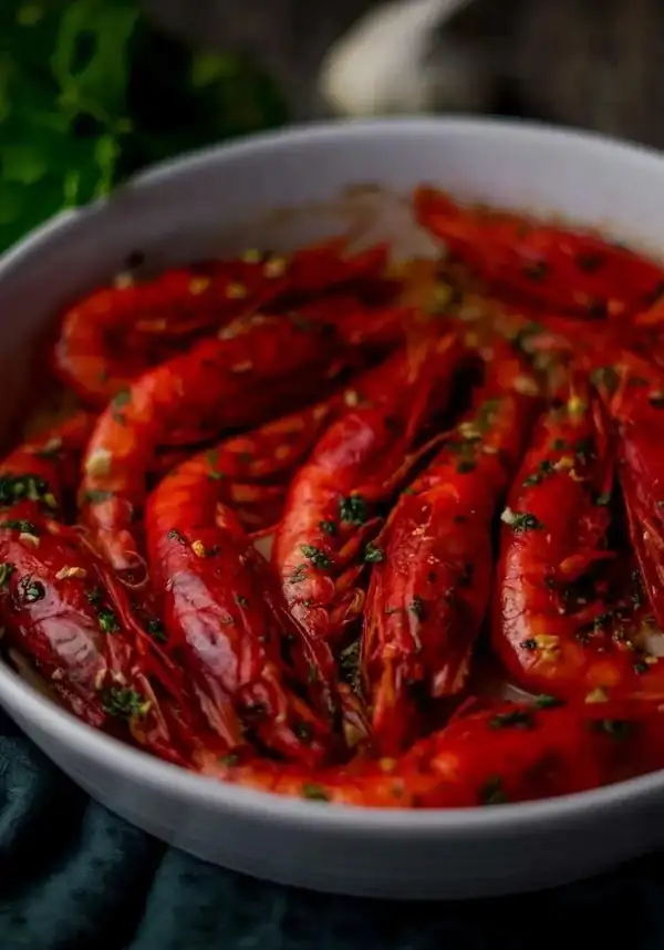 Gambas con vino Vernaccia