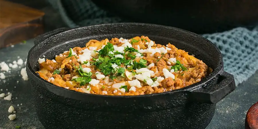 Greek One-Pan Lamb & Cabbage Bowl