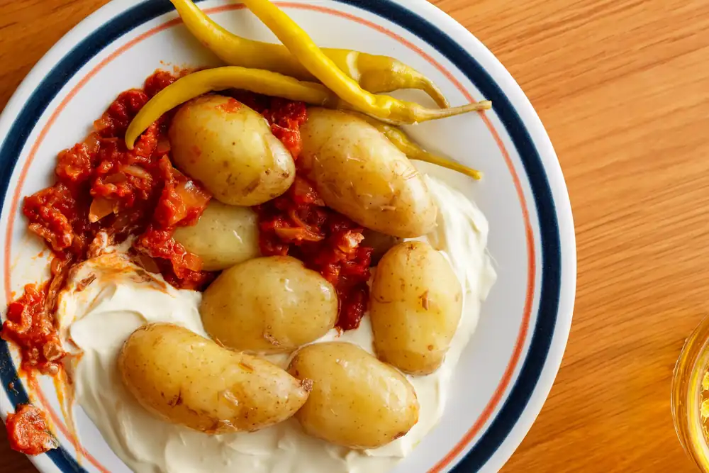 Jersey Royals patatas bravas-ish