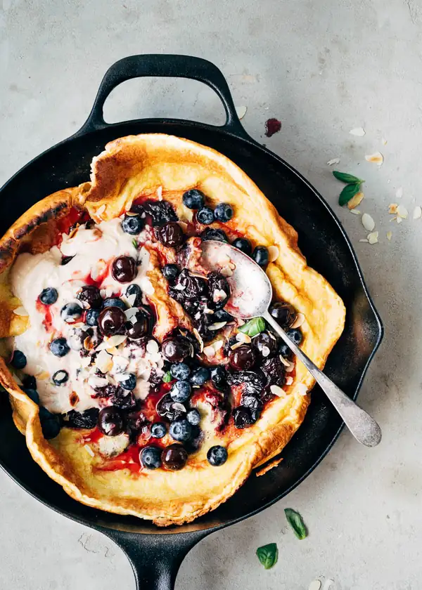 Dutch baby with cherry compote