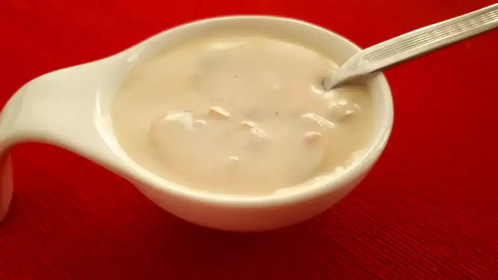 Bechamel sauce with mushrooms for steaks