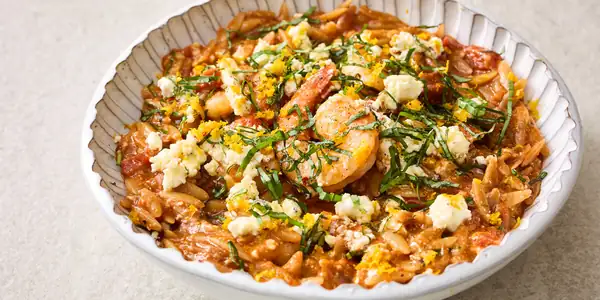 Prawn And Chorizo Orzotto With Orange Sun-Dried Tomato Pesto Recipe