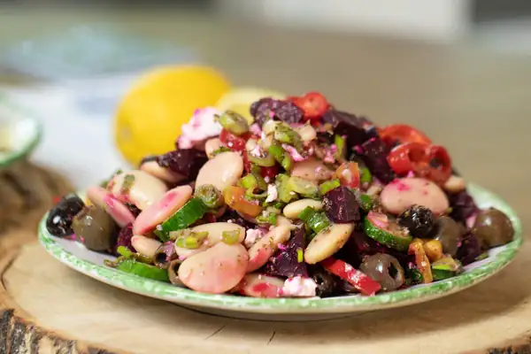 Greek Beet and White Bean Salad with Feta and Lemon-Oregano Dressing
