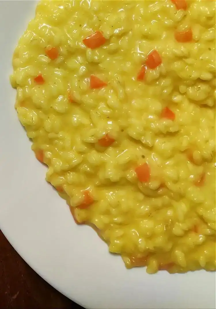 Risotto with Saffron, Carrots, and Montasio Cheese