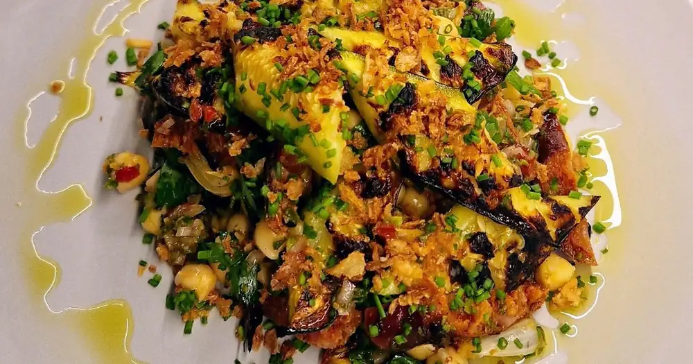 Courgette salad with Calabrian chilli dressing