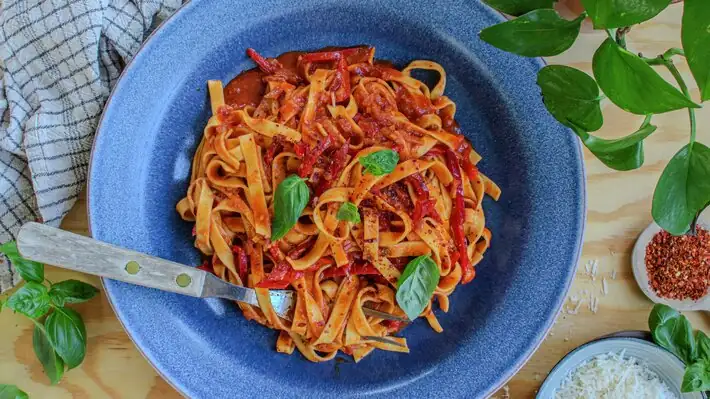 Pasta arrabiata med gochujang