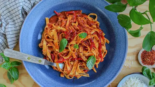 Pasta arrabiata med gochujang