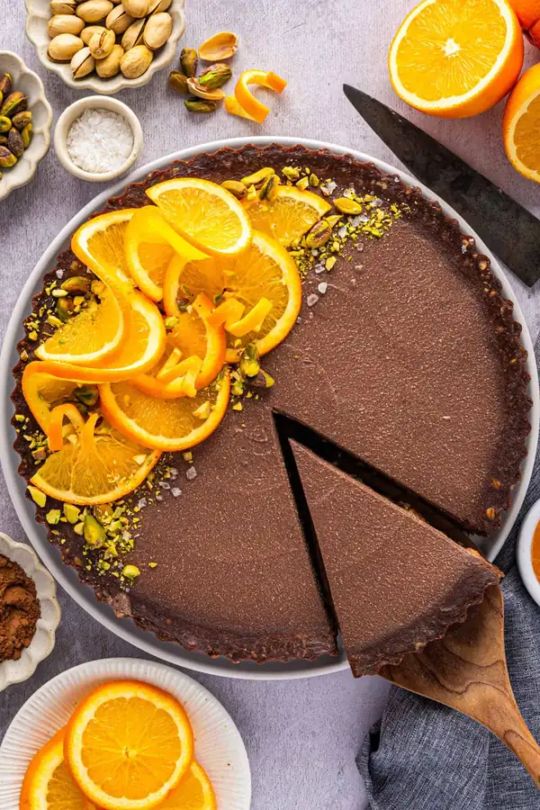 Chocolate Orange Tart (Healthy, Vegan, GF)