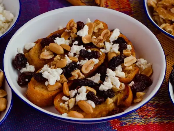 Traditional piloncillo and cheese capirotada: no oven required