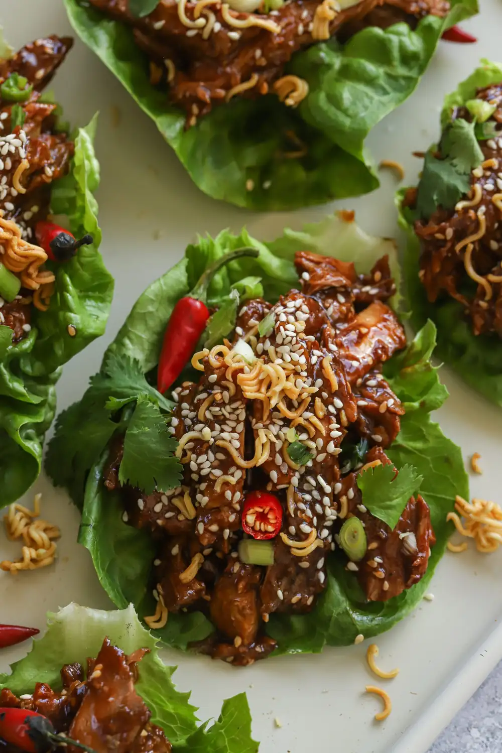 Sweet and spicy pork lettuce wraps