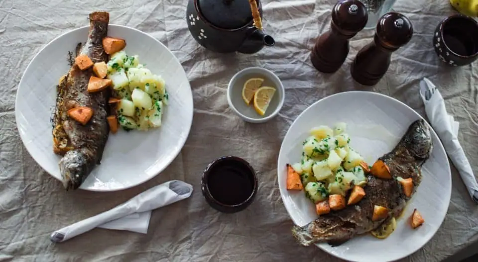 Baked Trout with Buttery Potatoes and Quince