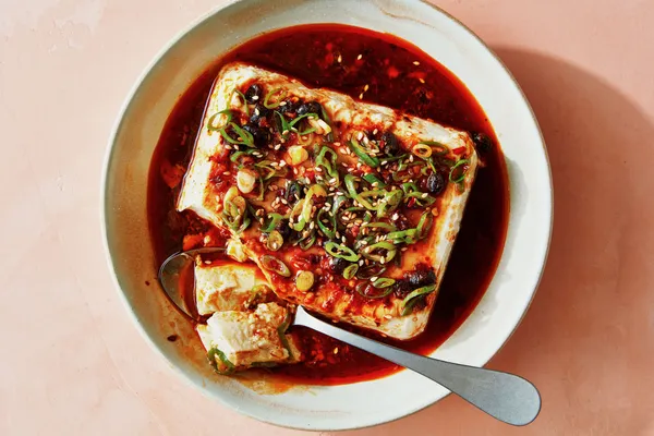 Cold Silken Tofu With Chili Crisp Dressing
