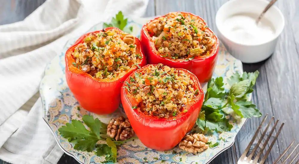 Stuffed Peppers with Quinoa and Ground Meat, a step-by-step recipe with photos from Polina, 2623 kcal