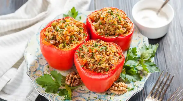 Stuffed Peppers with Quinoa and Ground Meat, a step-by-step recipe with photos from Polina, 2623 kcal