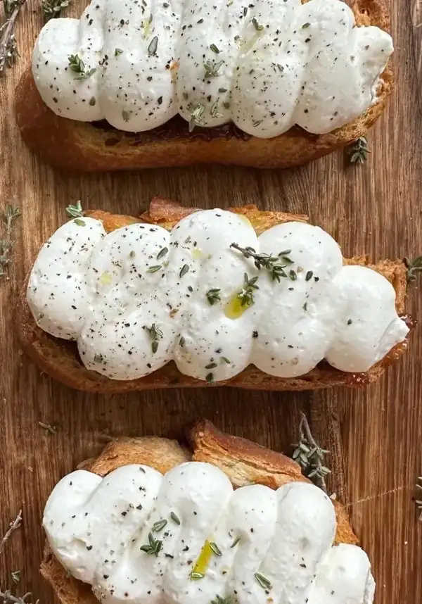 CROSTINI WITH CHERRY JAM AND WHIPPED RICOTTA