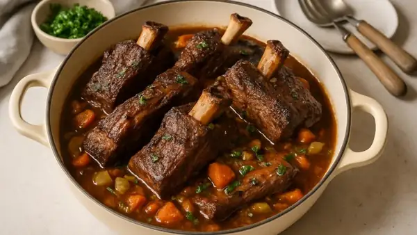 Costillas de cordero con galettes de pan de verduras saladas
