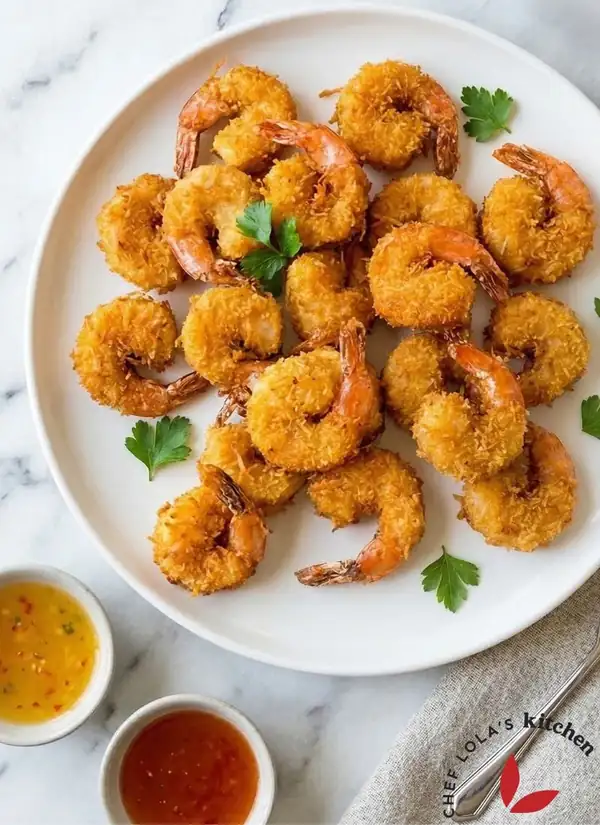 Camarones al coco perfectamente crujientes