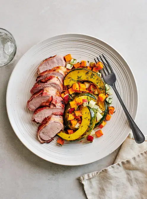 Sheet-Pan Bacon-Wrapped Pork Tenderloins with Roasted Vegetables