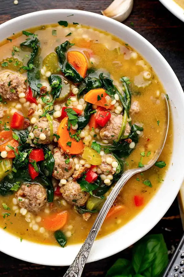 Italian Wedding Soup (Beef + Pork Meatballs)