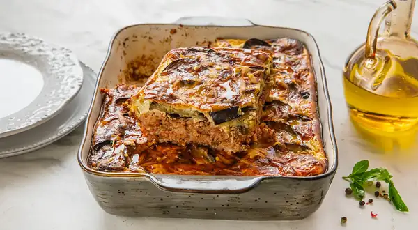 Moussaka con arroz y berenjena