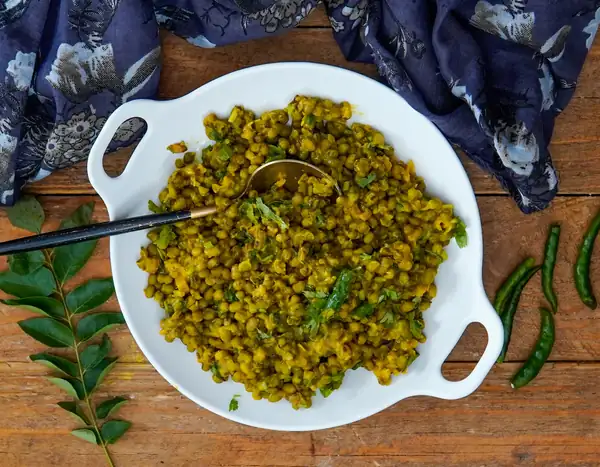 Gujarati Vaghareli Mag Recipe - Whole Green Moong Dal Sabzi Recipe Recipe