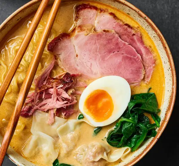 Creamy Ham-Broth Ramen Noodle Soup