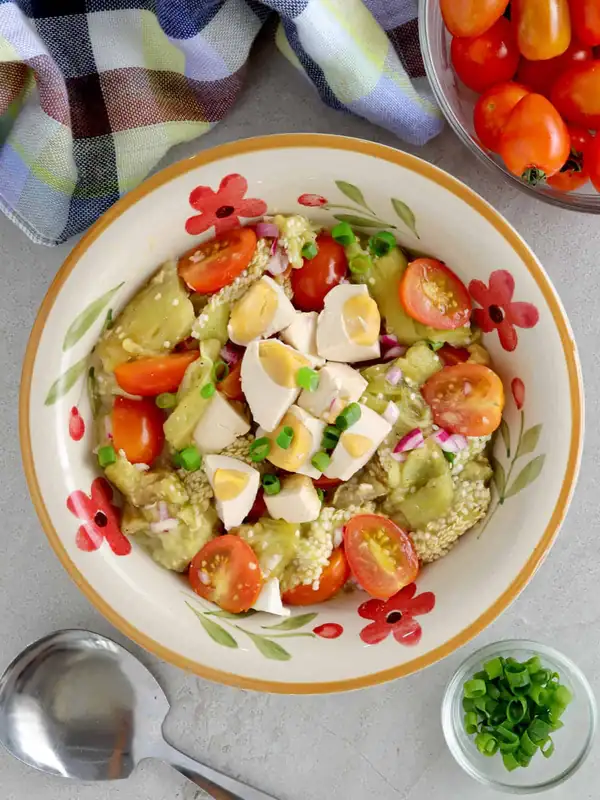 Tomato, Grilled Eggplant and Salted Egg Salad