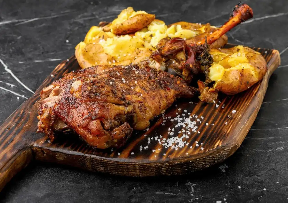 Greek Roast Leg of Lamb with Baked Potatoes