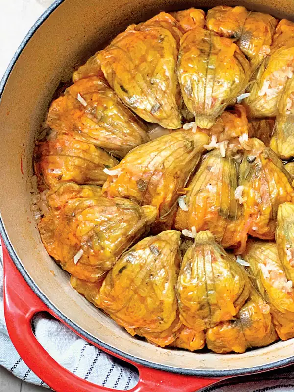 Greek Stuffed Squash Blossoms