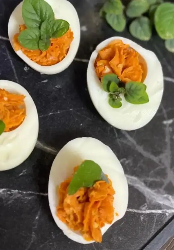 Eggs stuffed with nduja
