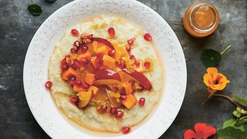 Porridge with ginger syrup